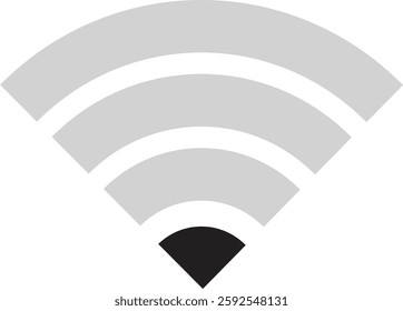 Wireless Wi-Fi signal icon. Internet icon symbol vector isolated on transparent background. Mobile wireless weak signal strength indicator. Router wave, Broadcast, Communication antenna sign concept.