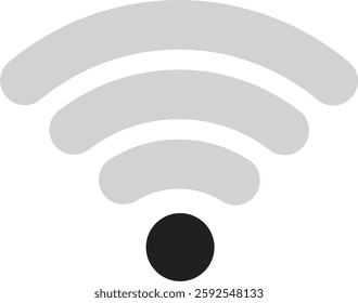 Wireless Wi-Fi signal icon. Internet icon symbol vector isolated on transparent background. Mobile wireless weak signal strength indicator. Router wave, Broadcast, Communication antenna sign concept.