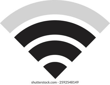 Wireless Wi-Fi signal icon. Internet icon symbol vector isolated on transparent background. Mobile wireless signal strength indicator. Router wave, Broadcast, Communication antenna sign concept.