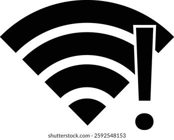 Wireless Wi-Fi signal icon. Internet icon symbol vector isolated on transparent background. Mobile wireless weak signal strength indicator. Router wave, Broadcast, Communication antenna sign concept.