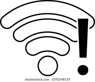 Wireless Wi-Fi signal icon. Internet icon symbol vector isolated on transparent background. Mobile wireless weak signal strength indicator. Router wave, Broadcast, Communication antenna signs concept.