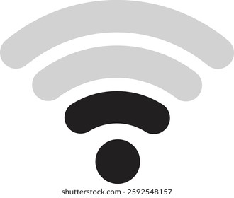 Wireless Wi-Fi signal icon. Internet icon symbol vector isolated on transparent background. Mobile wireless weak signal strength indicator. Router wave, Broadcast, Communication antenna sign concept.