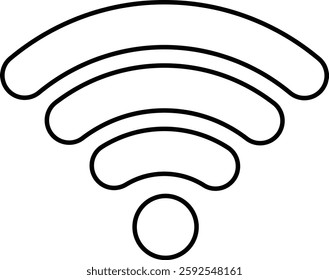 Wireless Wi-Fi signal icon. Internet icon symbol vector isolated on transparent background. Mobile wireless weak signal strength indicator. Router wave, Broadcast, Communication antenna sign concept.