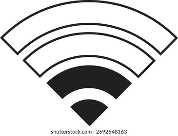 Wireless Wi-Fi signal icon. Internet icon symbol vector isolated on transparent background. Mobile wireless weak signal strength indicator. Router wave, Broadcast, Communication antenna sign concept.