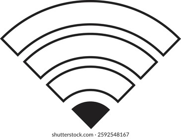 Wireless Wi-Fi signal icon. Internet icon symbol vector isolated on transparent background. Mobile wireless weak signal strength indicator. Router wave, Broadcast, Communication antenna sign concept.