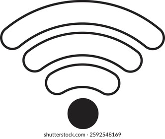 Wireless Wi-Fi signal icon. Internet icon symbol vector isolated on transparent background. Mobile wireless weak signal strength indicator. Router wave, Broadcast, Communication antenna sign concept.