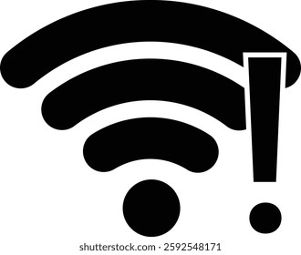 Wireless Wi-Fi signal icon. Internet icon symbol vector isolated on transparent background. Mobile wireless weak signal strength indicator. Router wave, Broadcast, Communication antenna sign concept.