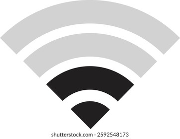 Wireless Wi-Fi signal icon. Internet icon symbol vector isolated on transparent background. Mobile wireless weak signal strength indicator. Router wave, Broadcast, Communication antenna sign concept.