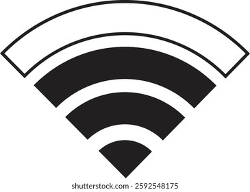 Wireless Wi-Fi signal icon. Internet icon symbol vector isolated on transparent background. Mobile wireless signal strength indicator. Router wave, Broadcast, Communication antenna sign concept.