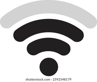 Wireless Wi-Fi signal icon. Internet icon symbol vector isolated on transparent background. Mobile wireless signal strength indicator. Router wave, Broadcast, Communication antenna sign concept.