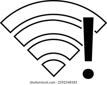 Wireless Wi-Fi signal icon. Internet icon symbol vector isolated on transparent background. Mobile wireless weak signal strength indicator. Router wave, Broadcast, Communication antenna sign concept.