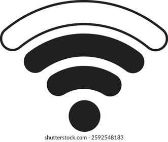 Wireless Wi-Fi signal icon. Internet icon symbol vector isolated on transparent background. Mobile wireless signal strength indicator. Router wave, Broadcast, Communication antenna sign concept.