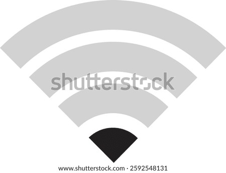 Wireless Wi-Fi signal icon. Internet icon symbol vector isolated on transparent background. Mobile wireless weak signal strength indicator. Router wave, Broadcast, Communication antenna sign concept.
