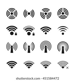 Wireless and wifi vector icons. Wifi connection symbols and wireless connection signs