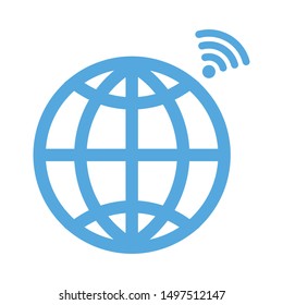 Wireless world wifi Earth broadband symbol of worldwide internet access. - Vector