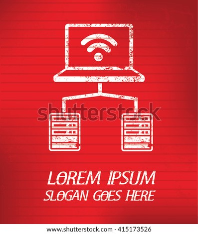 Wireless,Database on red background,poster grunge design