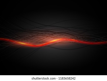 Wires and cables dark background. Abstract vector background. 