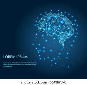 Wires from the point of brain graphics, vector illustration.