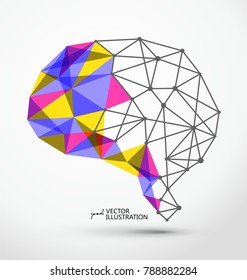 Wires from the point of brain graphics, vector illustration.