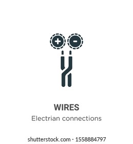 Wires vector icon on white background. Flat vector wires icon symbol sign from modern electrian connections collection for mobile concept and web apps design.