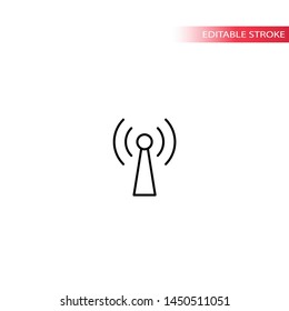 Wiresell symbol beacon thin line vector icon. Simple antenna or beacon signal.