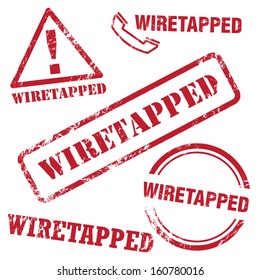 Wiretapped Stamp. Set of Vector Stamp