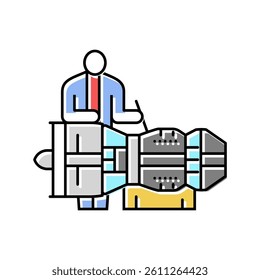 wiring check aircraft color icon vector. wiring check aircraft sign. isolated symbol illustration