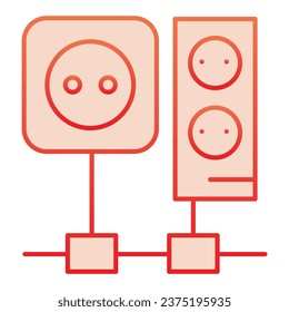Wiring flat icon. Outlet sockets red icons in trendy flat style. Connection gradient style design, designed for web and app. Eps 10