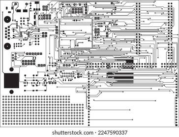 Wiring of the printed circuit board. The top layer of printed conductors and
copper metallization areas.