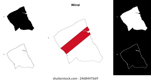 Wirral blank outline map set