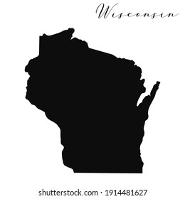 Wisconsin black silhouette vector map. Editable high quality illustration of the American state of Wisconsin simple map