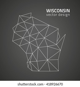 Wisconsin Black Vector Polygonal Outline Map