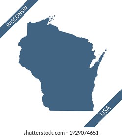 Wisconsin blank map outlines USA