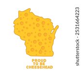 Wisconsin Cheesehead State Outline Illustration