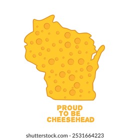 Ilustración de contorno de estado de cabeza de queso de Wisconsin