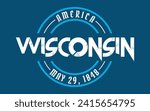 Wisconsin circle badge logo text effect vector. Editable college t-shirt design printable text effect vector	
