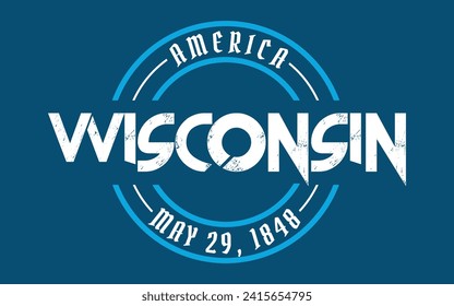 Wisconsin circle badge logo text effect vector. Editable college t-shirt design printable text effect vector	
