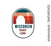 Wisconsin Dairy Land Badge in Sunset