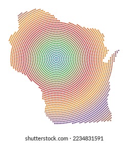 Wisconsin dotted map. Digital style shape of Wisconsin. Tech icon of the US state with gradient dots. Attractive vector illustration.