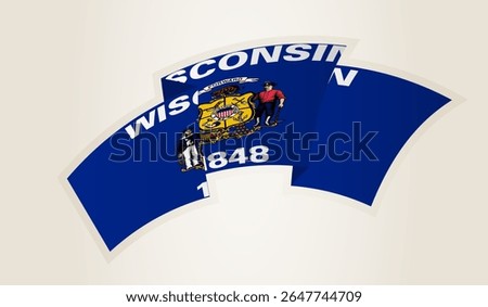 Wisconsin Flag in Abstract Ribbon Shape, National Symbol of the Wisconsin. This vector is ideal for use in national events, Independence Day, international sports competitions.