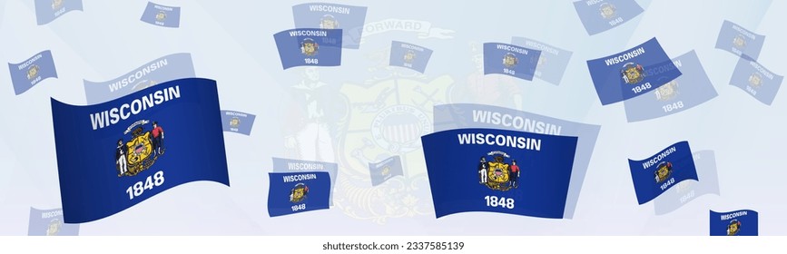 Wisconsin flag-themed abstract design on a banner. Abstract background design with National flags. Vector illustration.