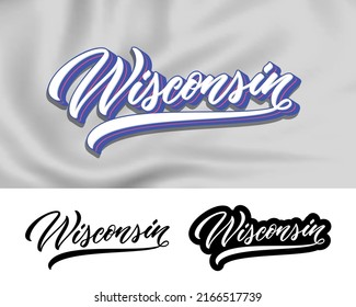 Wisconsin hand lettering design. Modern calligraphy. Vector illustration. Wisconsin text vector. Trendy typography design.