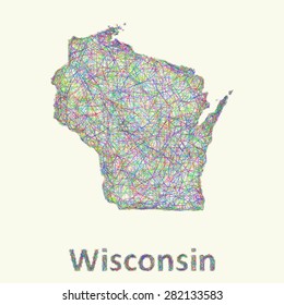 Wisconsin line art map