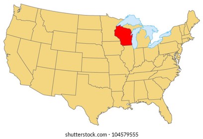 Mapa de localização de Wisconsin