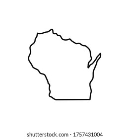 Wisconsin. Map black outline state USA. Vector Illustration.
