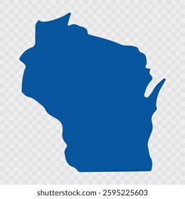Wisconsin Map Black, State Border, United States, US America, Transparent Isolated, Variations. Wisconsin state isolated on a background, USA map