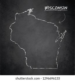 Wisconsin map blackboard chalkboard VECTOR