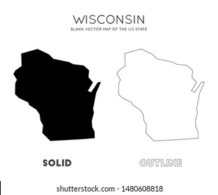 Wisconsin map. Blank vector map of the Us State. Borders of Wisconsin for your infographic. Vector illustration.