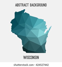 Wisconsin map in geometric polygonal style.Abstract tessellation,modern design background. Vector illustration EPS8