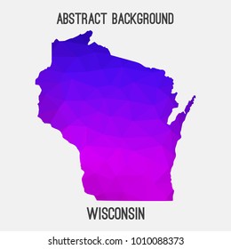 Wisconsin map in geometric polygonal,mosaic style.Abstract tessellation,modern design background,low poly. Vector illustration.